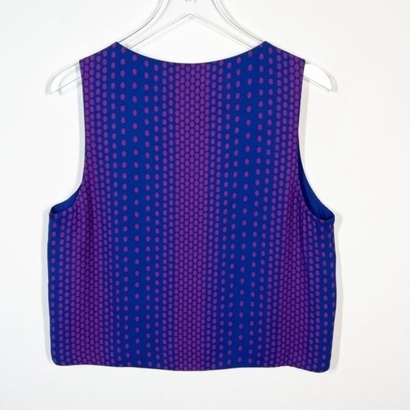 Aritzia Babaton Murphy Blue Polka Dot Print V-Neck Sleeveless Crop Top Size L - Picture 2 of 8